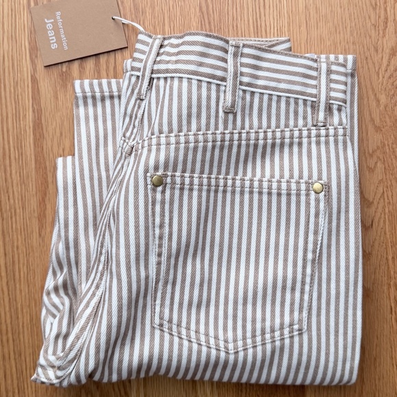 Reformation NWT Cowboy Striped High Rise Straight Jeans (28) - Picture 2 of 16